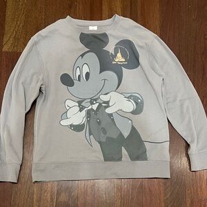Disney Gray Crewneck Sweater with Mickey Mouse Design